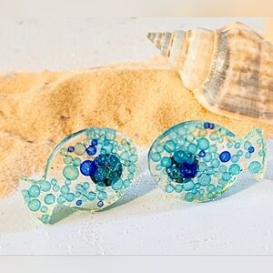 Blue Fish Bubble Studs